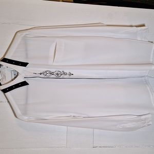 Vintage micro denier polyester button down blouse